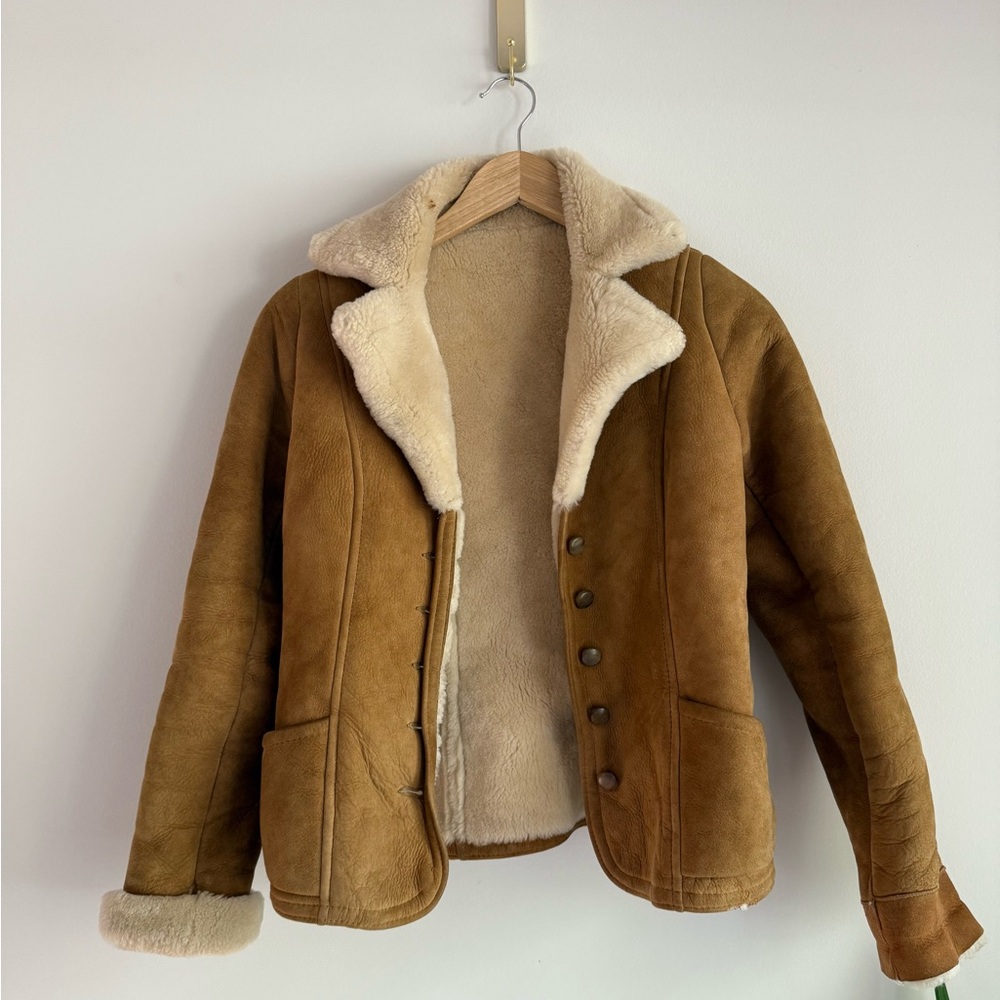 Classic Tan Shearling Leather Jacket
